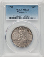 1925 50C Vancouver Commemorative Silver PCGS MS66