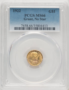 1922 G$1 Grant No Star Commemorative Gold PCGS MS66 (771782078)