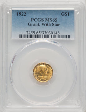 1922 G$1 Grant With Star Commemorative Gold PCGS MS65