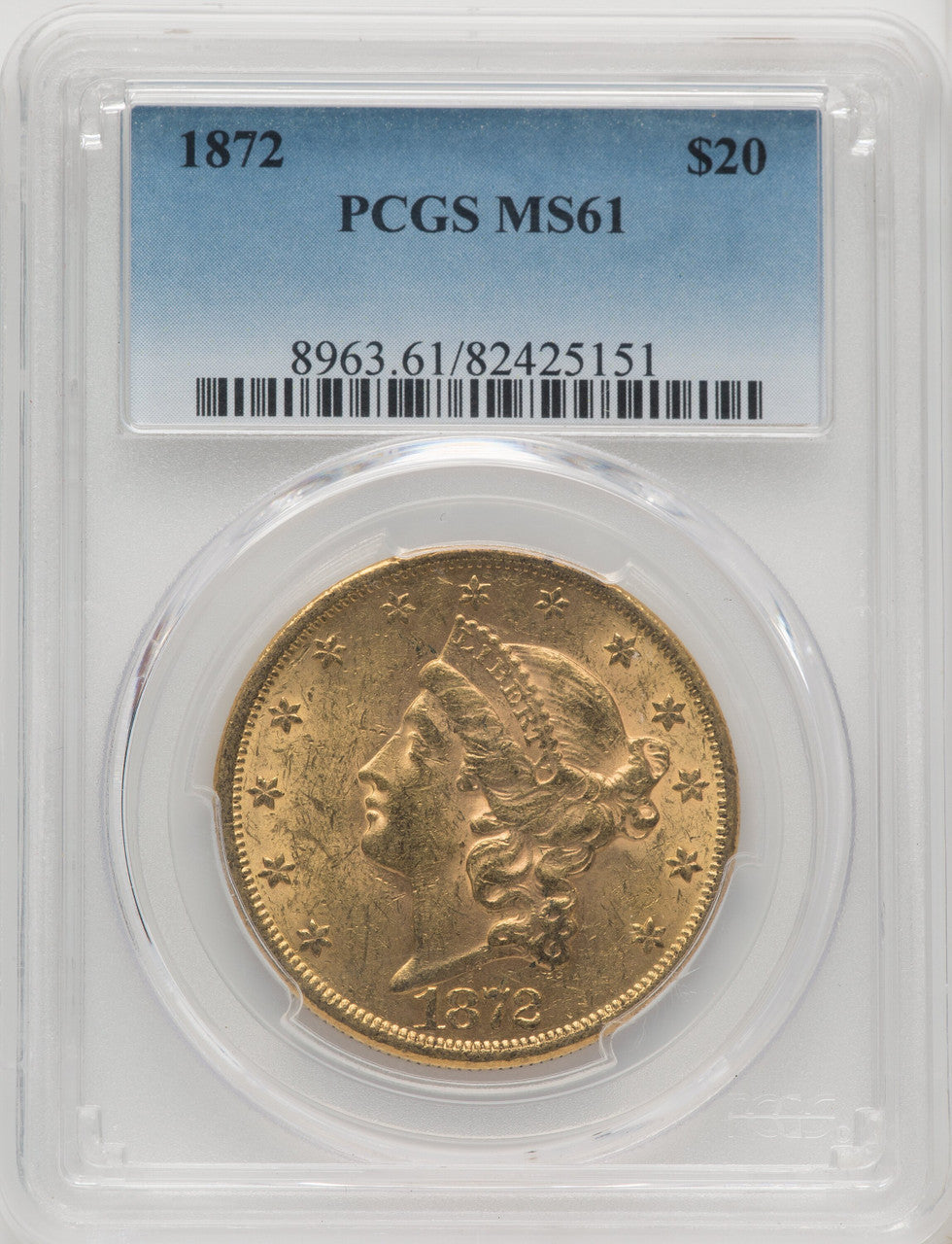 1872 $20 Liberty Double Eagle PCGS MS61 (771831015)