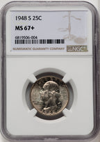 1948-S 25C Washington Quarter NGC MS67+ (771930010)