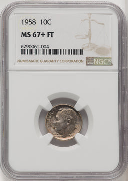 1958 10C FB Roosevelt Dime NGC MS67+ (771930008)