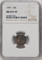 1957 10C FB Roosevelt Dime NGC MS67+ (771930007)