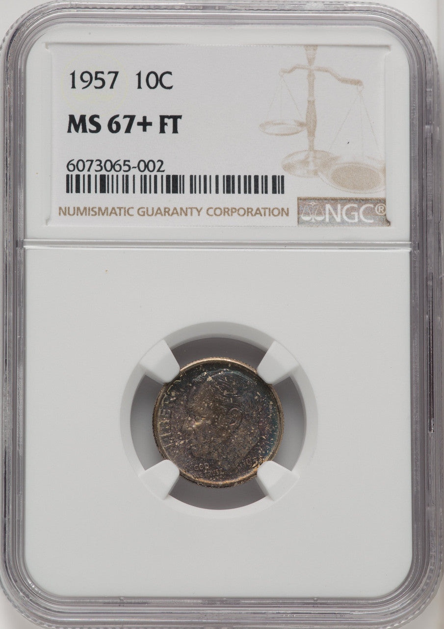 1957 10C FB Roosevelt Dime NGC MS67+ (771930007)