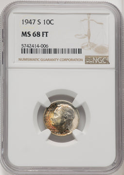 1947-S 10C FB Roosevelt Dime NGC MS68 (771930006)