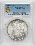 1892-CC Blue Gradient Morgan Dollar PCGS MS63