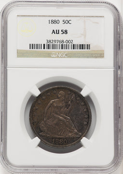 1880 50C Seated Half Dollar NGC AU58