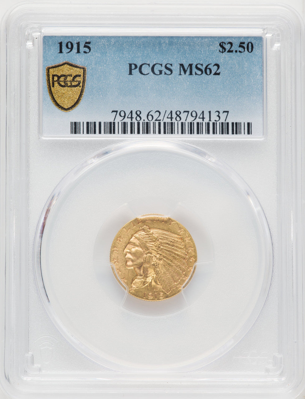 1915 $2.50 Indian Quarter Eagle PCGS MS62 (771401010)
