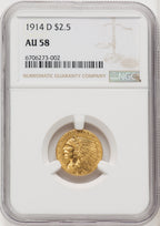 1914-D $2.50 Indian Quarter Eagle NGC AU58 (771340077)