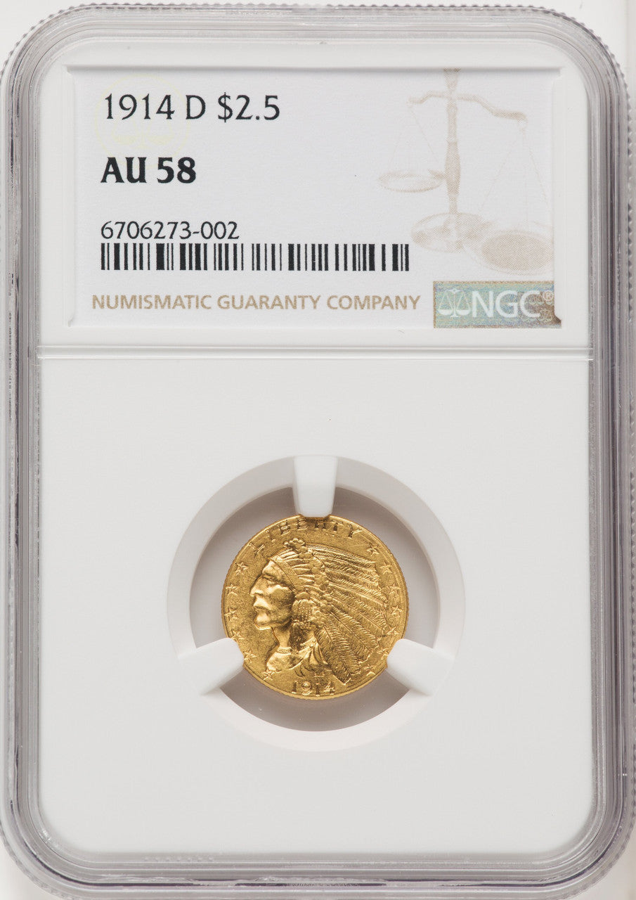1914-D $2.50 Indian Quarter Eagle NGC AU58 (771340077)