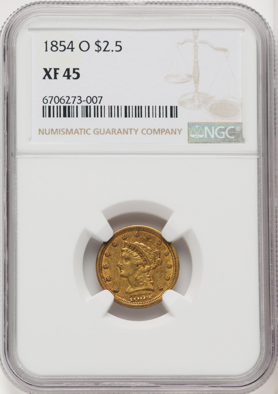 1854-O $2.50 Liberty Quarter Eagle NGC XF45