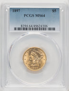 1897 $5 Liberty Half Eagle PCGS MS64