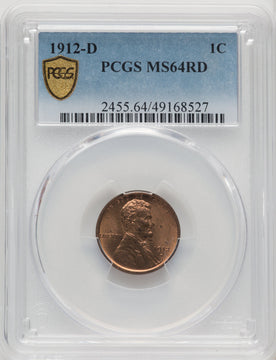 1912-D 1C RD Lincoln Cent PCGS MS64