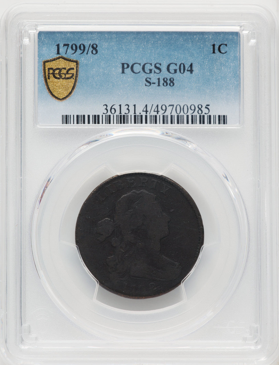 1799/8 1C S-188 Large Cent PCGS G4