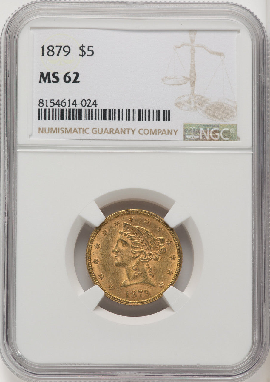 1879 $5 Liberty Half Eagle NGC MS62