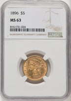 1896 $5 Liberty Half Eagle NGC MS63 (572152058)