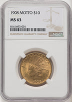 1908 $10 MOTTO Indian Eagle NGC MS63 (177142625)