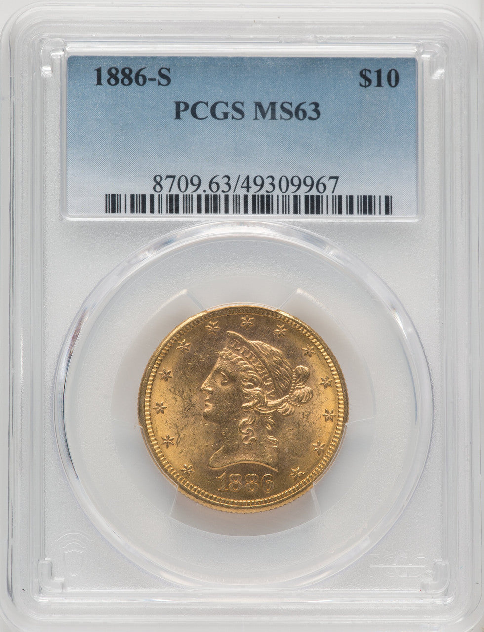 1886-S $10 Liberty Eagle PCGS MS63