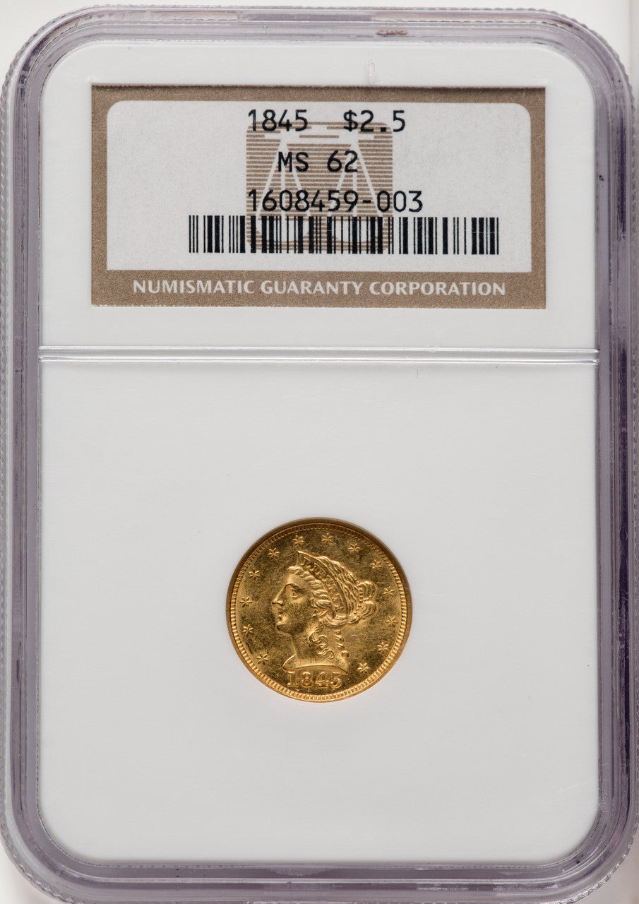 1845 $2.50 Liberty Quarter Eagle NGC MS62