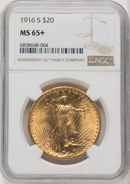 1916-S $20 Saint-Gaudens Double Eagle NGC MS65+