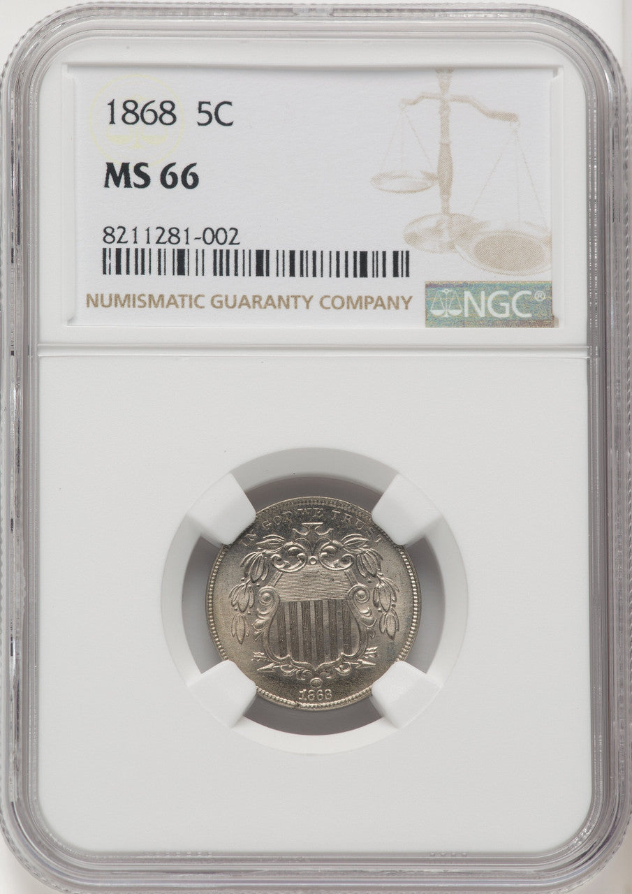1868 5C Shield Nickel NGC MS66 (770165010)