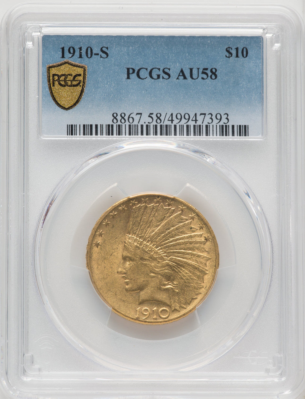 1910-S $10 Indian Eagle PCGS AU58 (519866015)