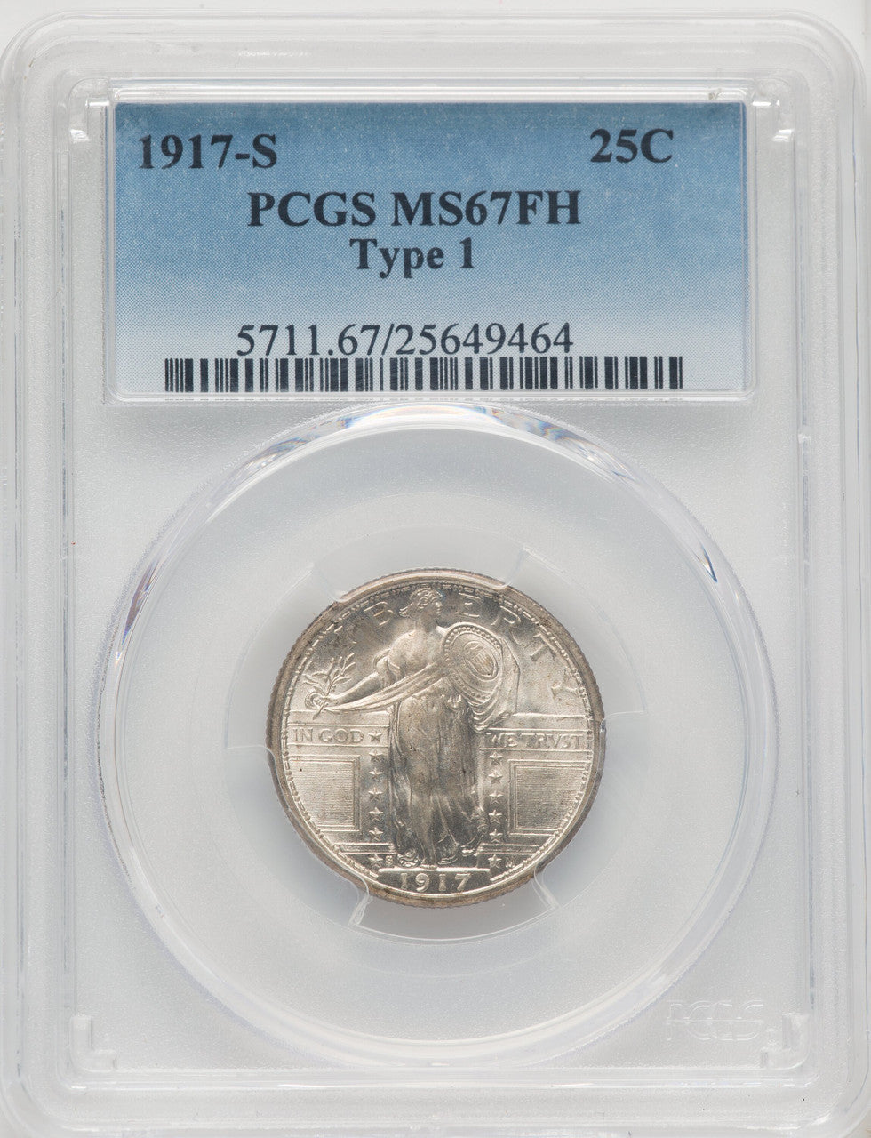 1917-S Type One FH Standing Liberty Quarter PCGS MS67