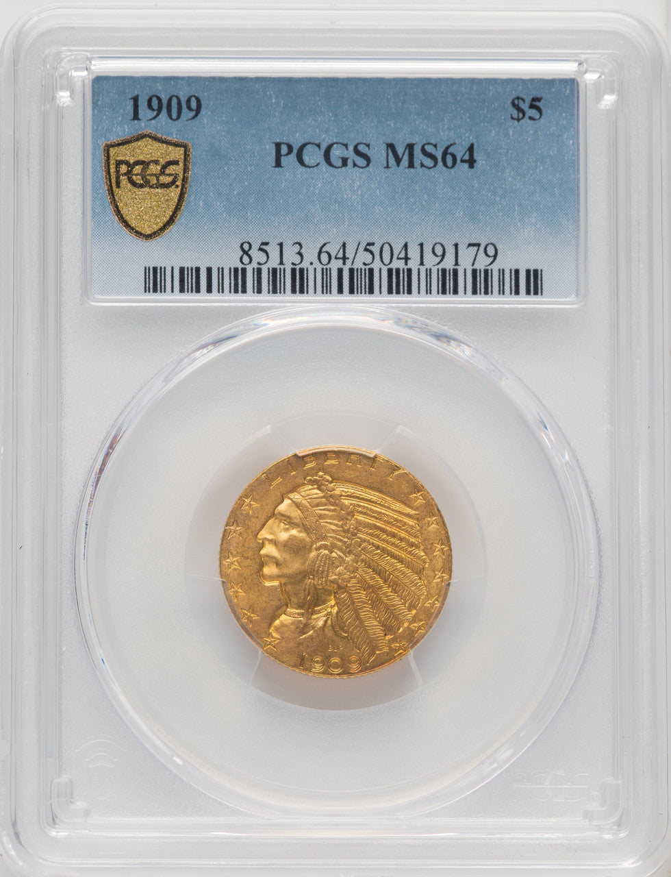 1909 $5 Indian Half Eagle PCGS MS64 (506570009)