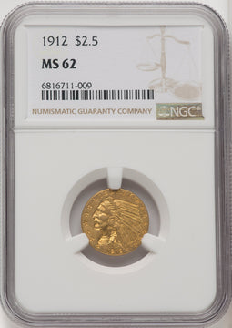 1912 $2.50 Indian Quarter Eagle NGC MS62 (771946011)
