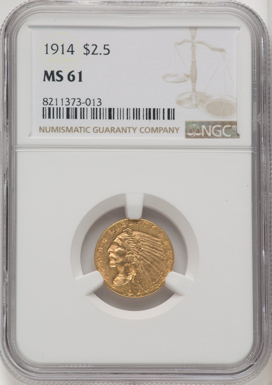 1914 $2.50 Indian Quarter Eagle NGC MS61 (770781028)