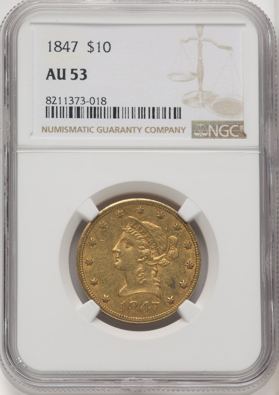 1847 $10 Liberty Eagle NGC AU53 (572216044)