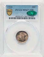 1923 10C FB CAC Mercury Dime PCGS MS67+