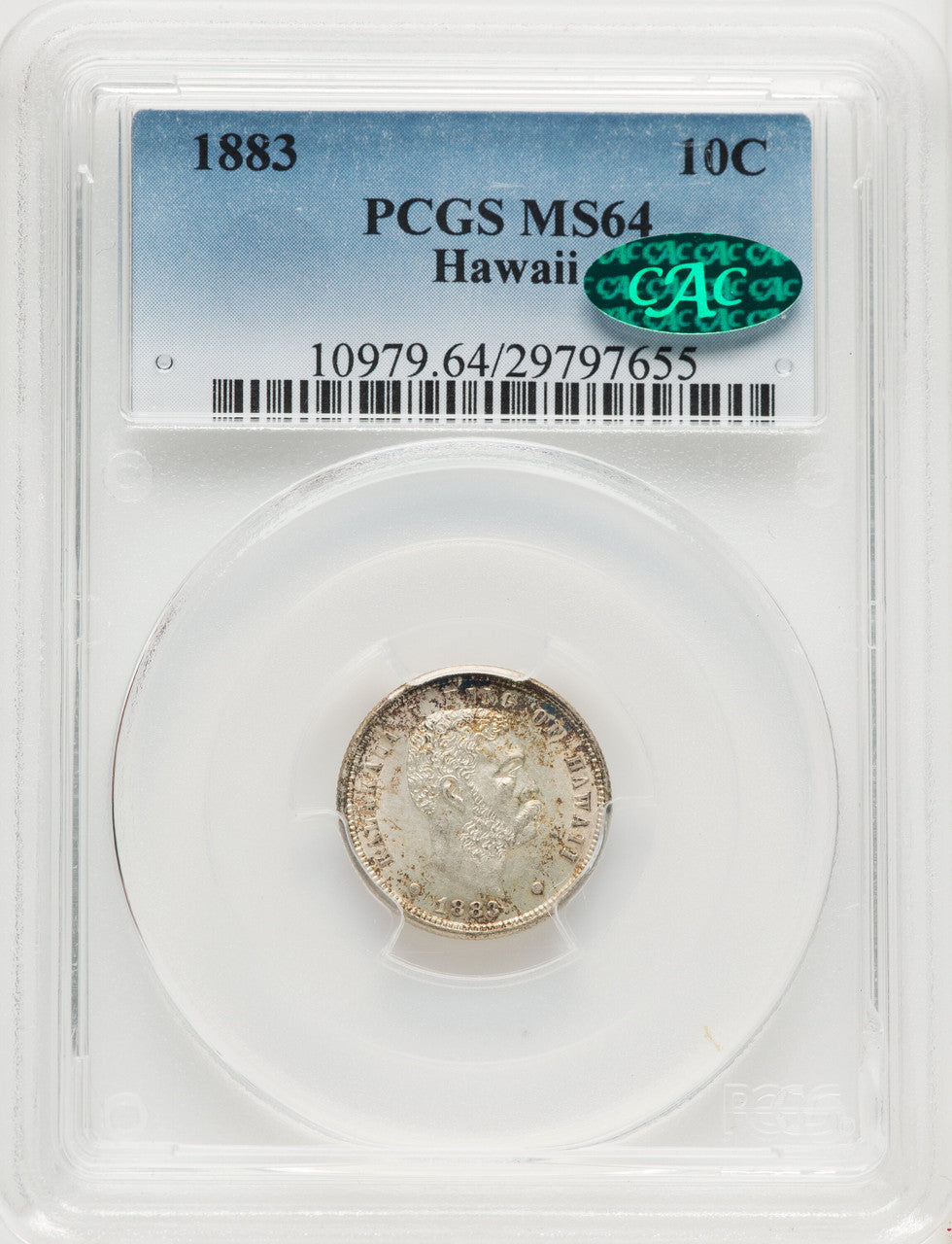 1883 Hawaii Ten Cents Coins of Hawaii CACG MS64