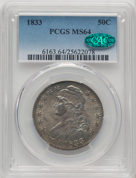 1833 50C CACG Plus Bust Half Dollar CACG MS64+