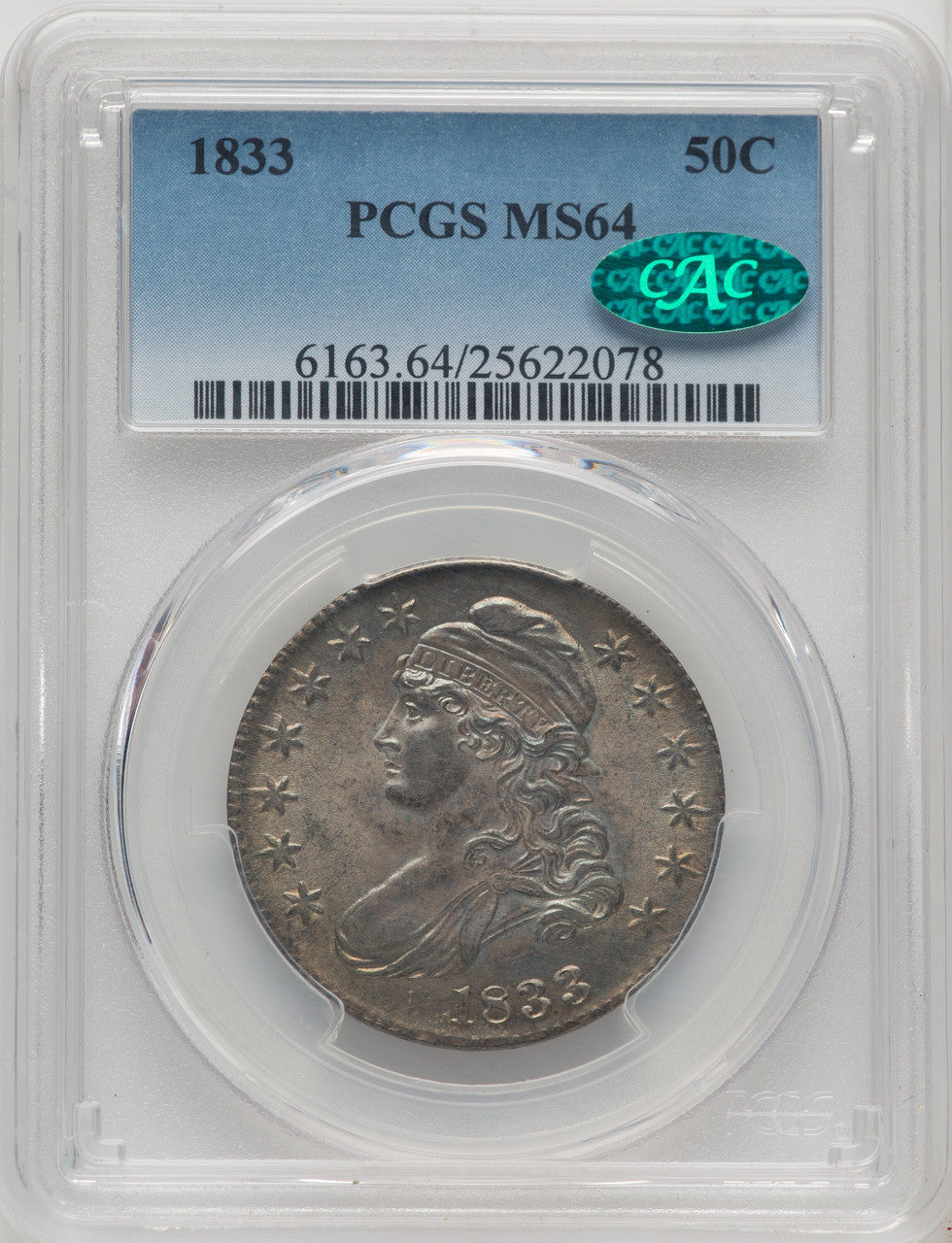1833 50C CACG Plus Bust Half Dollar CACG MS64+