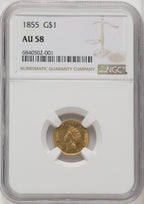 1855 G$1 Type Two Gold Dollar NGC AU58 (771493006)