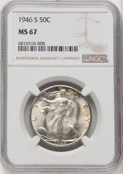 1946-S 50C Walking Liberty Half Dollar NGC MS67 (771493005)