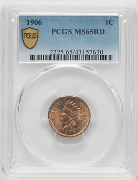 1906 1C RD Indian Cent PCGS MS65