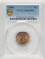 1906 1C RD Indian Cent PCGS MS65