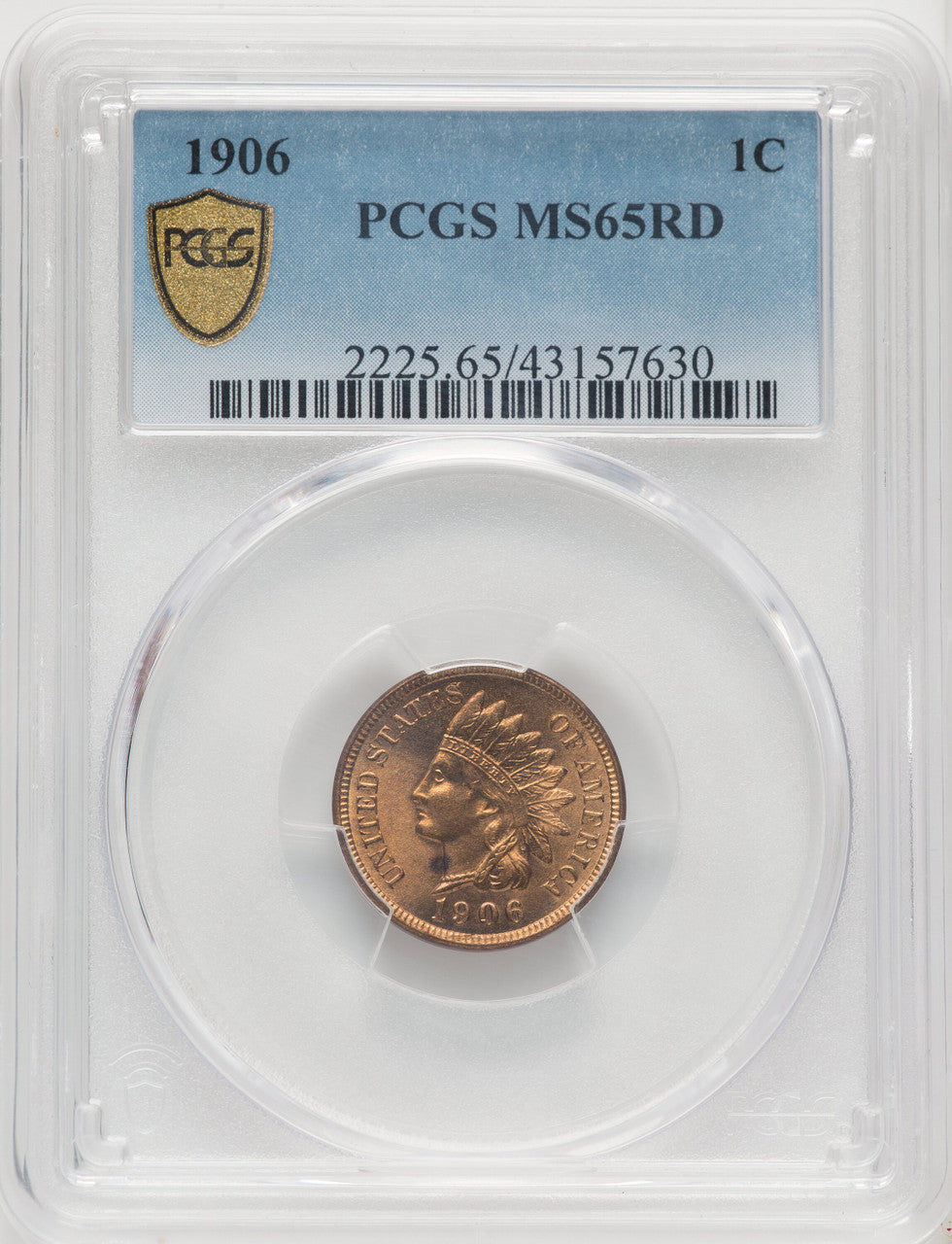1906 1C RD Indian Cent PCGS MS65