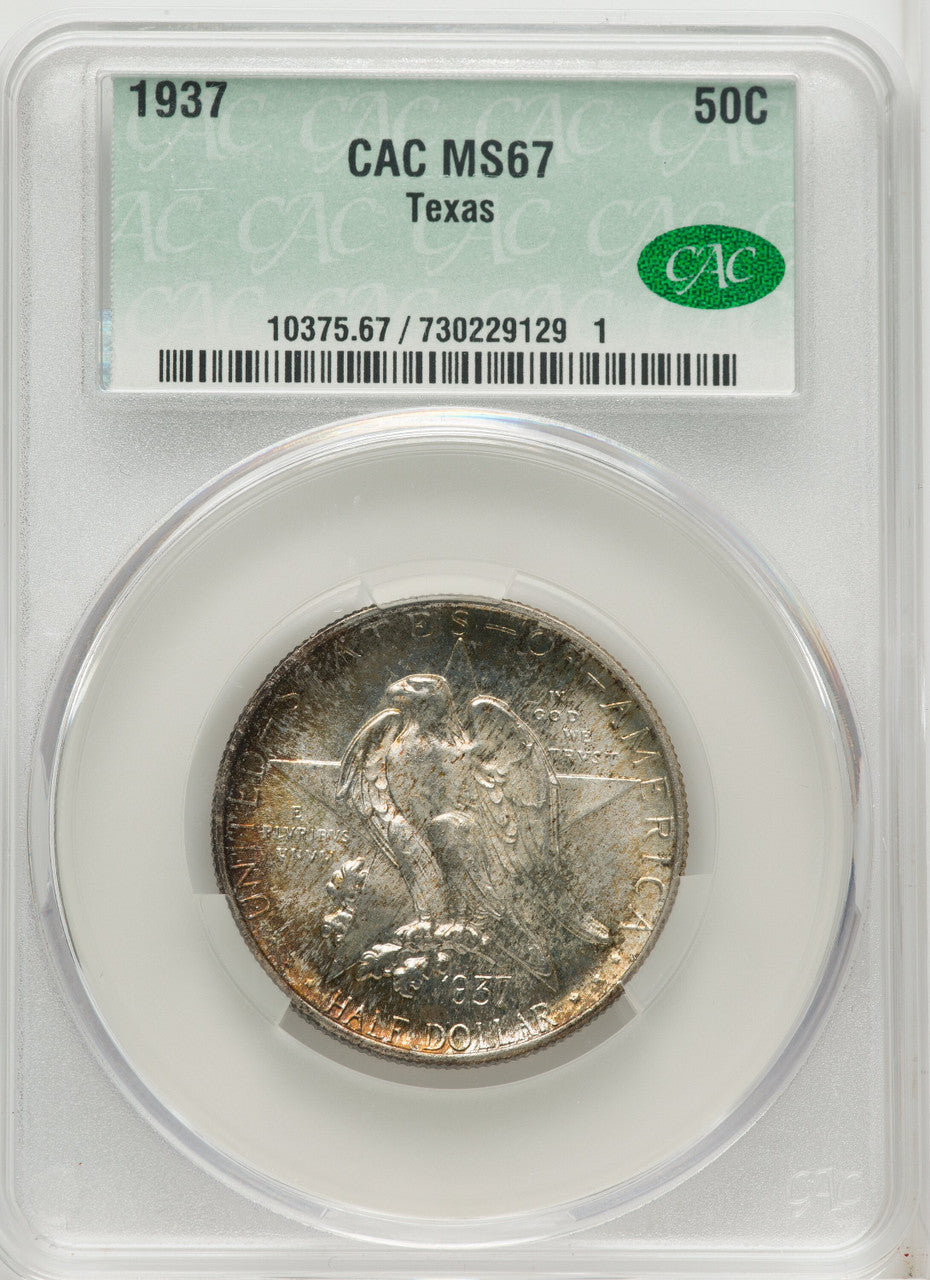 1937 50C Texas Commemorative Silver CACG MS67