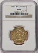 1850 $10 Large Date Liberty Eagle NGC XF45