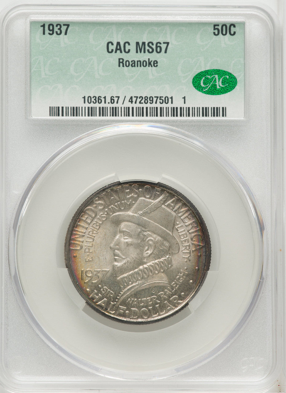 1937 50C Roanoke Commemorative Silver CACG MS67