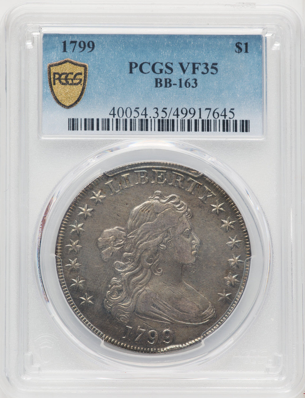 1799 $1 B-10 BB-163 Early Dollar PCGS VF35