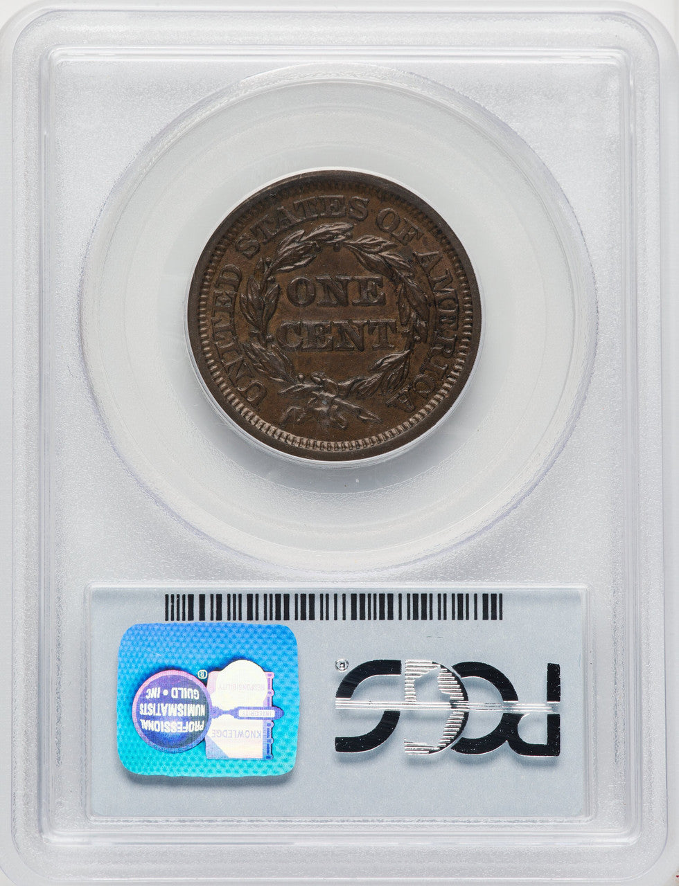 1846 1C Tall Date BN CAC Large Cent PCGS MS64