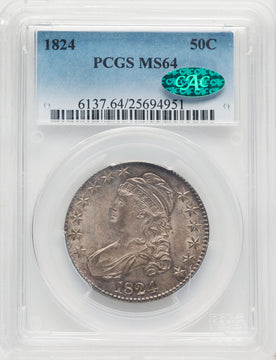 1824 50C CAC Bust Half Dollar PCGS MS64