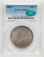 1824 50C CAC Bust Half Dollar PCGS MS64