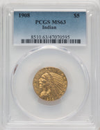 1908 $5 Indian Indian Half Eagle PCGS MS63 (771310021)