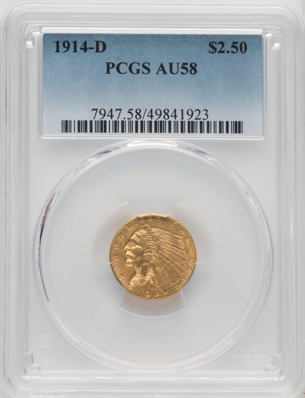 1914-D $2.50 Indian Quarter Eagle PCGS AU58 (771310006)