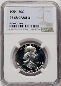 1954 50C CA Proof Franklin Half Dollar NGC PR68 (771555044)